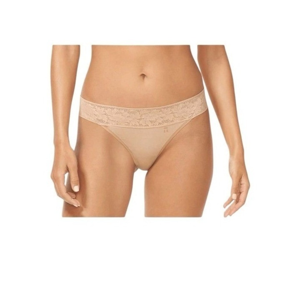 Tommy John Second Skin Lace Waist Thong Panties Maple Sugar Tan